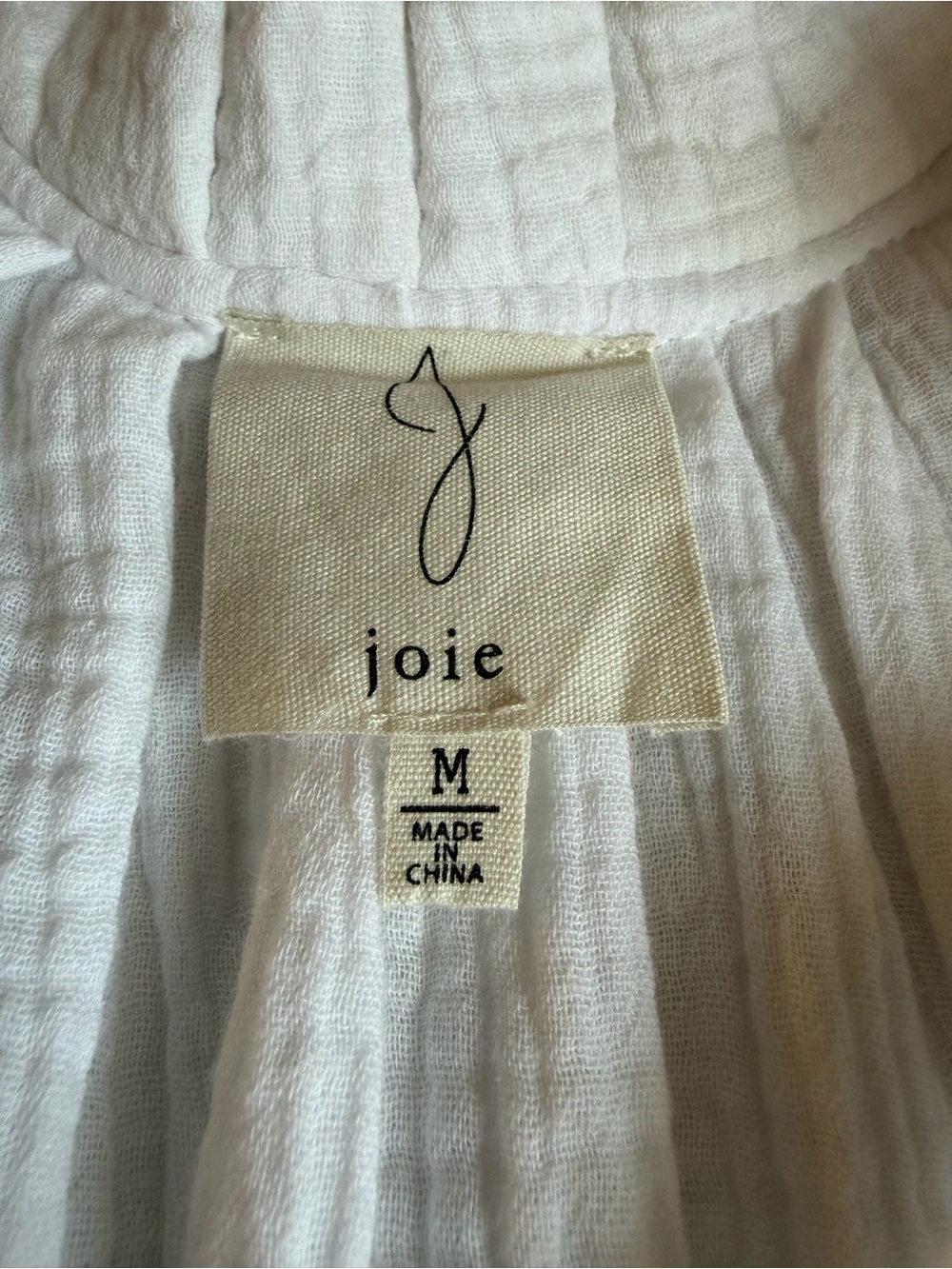 Joie white gauze cotton ruffle collar tie neck lagenlook coastal tunic tank top - Picture 6 of 9